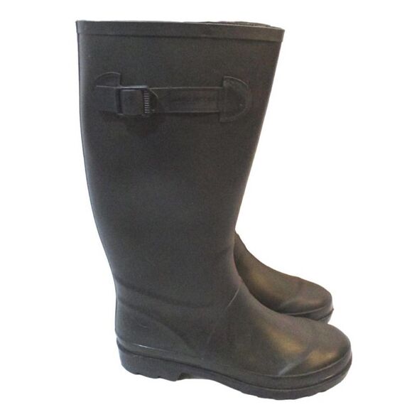 MARC JACOBS Skull Matte Black Tall Wellies Rain Boots Gumboots - Size 37 EU / 7 - Picture 2 of 10